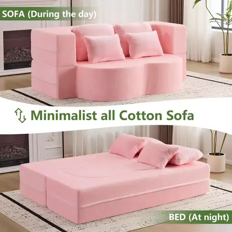 Canapé-lit pliable MAYEERTY taille Queen, Futon en peluche Canapé en mousse haute densité Canapé-lit convertible au sol pour Salon Chambre d'amis Chambre à coucher