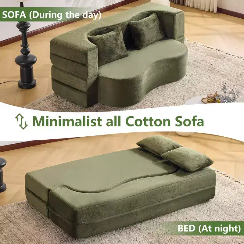 Canapé-lit pliable MAYEERTY taille Queen, Futon en peluche Canapé en mousse haute densité Canapé-lit convertible au sol pour Salon Chambre d'amis Chambre à coucher
