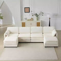 MAYEERTY 54-Inch Plush Cloud Modular Sofa, Single with Ottoman, Beige Chenille Cushion & Pillow, Compact for Home