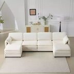 MAYEERTY 54-Inch Plush Cloud Modular Sofa, Single with Ottoman, Beige Chenille Cushion & Pillow, Compact for Home