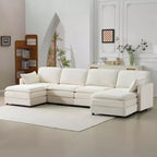 MAYEERTY Divano modulare Cloud in peluche da 54 pollici, singolo con pouf, cuscino e cuscino in ciniglia beige, compatto per la casa