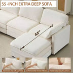 MAYEERTY Divano modulare Cloud in peluche da 54 pollici, singolo con pouf, cuscino e cuscino in ciniglia beige, compatto per la casa
