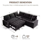 Canapé modulaire en L 5 places Dyonery avec couchage et port de charge USB