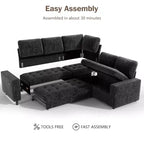 Canapé modulaire en L 5 places Dyonery avec couchage et port de charge USB