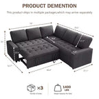 Canapé modulaire en L 5 places Dyonery avec couchage et port de charge USB