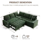 Canapé modulaire en L 5 places Dyonery avec couchage et port de charge USB
