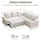 Canapé modulaire en L 5 places Dyonery avec couchage et port de charge USB