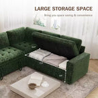 Canapé modulaire en L 5 places Dyonery avec couchage et port de charge USB