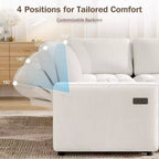 Canapé modulaire en L 5 places Dyonery avec couchage et port de charge USB