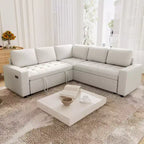 Dyonery 5-Seat L-Shaped Modular Sofa with Sleeper & USB Charging