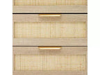 Comodini in Rattan Naturale, Set da 2, Stile Boho, con 3 Cassetti, per Spazi Piccoli/Camera da Letto