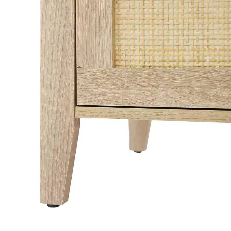 Comodini in Rattan Naturale, Set da 2, Stile Boho, con 3 Cassetti, per Spazi Piccoli/Camera da Letto