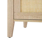Comodini in Rattan Naturale, Set da 2, Stile Boho, con 3 Cassetti, per Spazi Piccoli/Camera da Letto