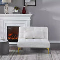 MAYEERTY Comfortable Teddy Fabric Futon Single Sofa Gold Metal Legs, Foam & Spring for Living Room White