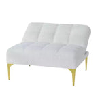 MAYEERTY Comodo divano singolo in tessuto Teddy, gambe in metallo dorato, schiuma e molle per soggiorno, bianco