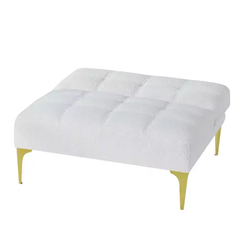 MAYEERTY Comodo divano singolo in tessuto Teddy, gambe in metallo dorato, schiuma e molle per soggiorno, bianco