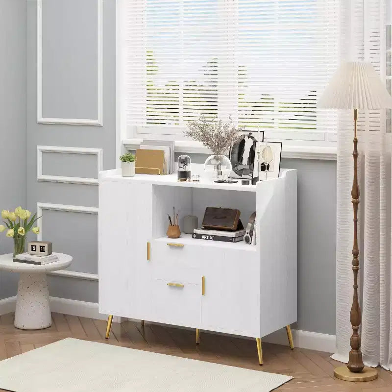 40Buffet moderne avec tiroirs et portes - Buffet de rangement en bois avec étagères réglables, station de café pour salle à manger, cuisine, salon