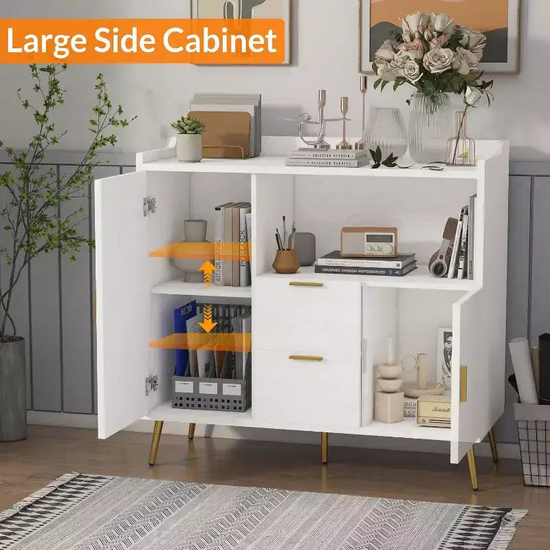 40Buffet moderne avec tiroirs et portes - Buffet de rangement en bois avec étagères réglables, station de café pour salle à manger, cuisine, salon