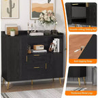 40Buffet moderne avec tiroirs et portes - Buffet de rangement en bois avec étagères réglables, station de café pour salle à manger, cuisine, salon