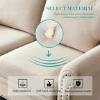 MAYEERTY Divano in Legno Massello e Struttura in Metallo con Borchie Argentate e Contenitore Sottoseduta per Soggiorno Beige