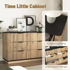 JVNOXK47.Cassettiera moderna multifunzionale a sei cassetti da 20 pollici con angoli arrotondati, adatta come credenza, mobile contenitore, legno naturale