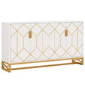 TUYOHW Modern White & Gold Buffet Cabinet,59 Sideboard with Doors for Dining Room & Entryway Storage