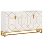 TUYOHW Modern White & Gold Buffet Cabinet,59 Sideboard with Doors for Dining Room & Entryway Storage