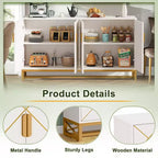 TUYOHW Mobile Credenza Moderno Bianco e Oro, Credenza 59" con Ante per Sala da Pranzo e Ingresso