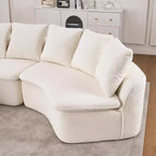 133 Moderno divano componibile curvo con pouf, divano componibile a 3 posti in morbida ciniglia per soggiorno o sala relax - Panipeachy