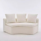 133 Moderno divano componibile curvo con pouf, divano componibile a 3 posti in morbida ciniglia per soggiorno o sala relax - Panipeachy