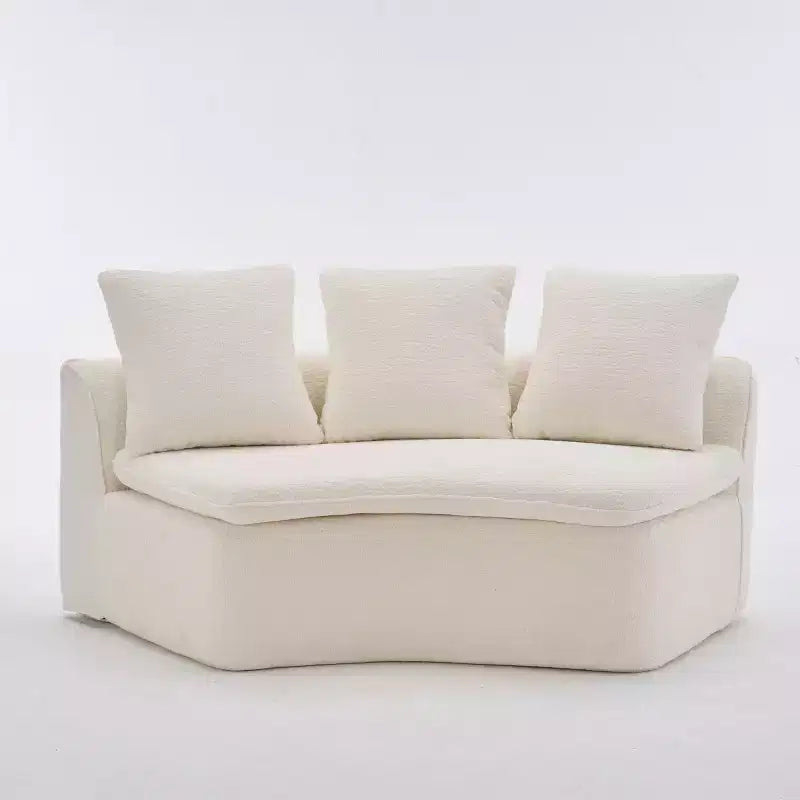 133 Moderno divano componibile curvo con pouf, divano componibile a 3 posti in morbida ciniglia per soggiorno o sala relax - Panipeachy