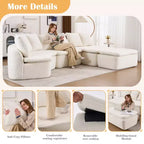 133 Moderno divano componibile curvo con pouf, divano componibile a 3 posti in morbida ciniglia per soggiorno o sala relax - Panipeachy
