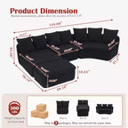 133 Moderno divano componibile curvo con pouf, divano componibile a 3 posti in morbida ciniglia per soggiorno o sala relax - Panipeachy