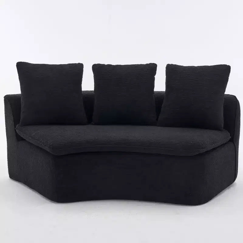 133 Moderno divano componibile curvo con pouf, divano componibile a 3 posti in morbida ciniglia per soggiorno o sala relax - Panipeachy