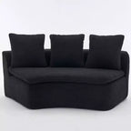 133 Moderno divano componibile curvo con pouf, divano componibile a 3 posti in morbida ciniglia per soggiorno o sala relax - Panipeachy