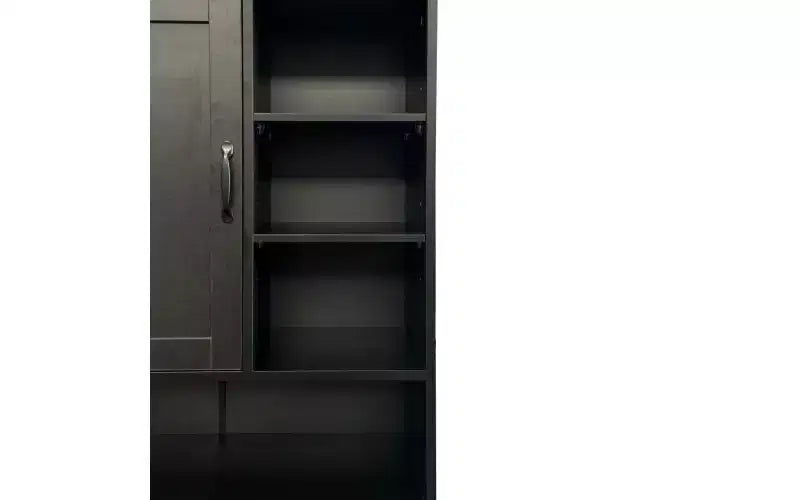 Mobile lavanderia VIYET 63 nero autoportante - Truciolato+MDF, cesto portabiancheria a ribalta, ripiani regolabili e spazio di archiviazione multiplo