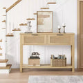 Console Table with 2 Fluted Drawers, 43inch Entryway Table with Open Storage Shelf, Behind Couch Entry Foyer Hallway Storage