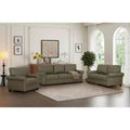 MAYEERTY 3 Pieces Sectional Faux Leather Sofa with Storage Silver Nails for Living Room Taupe
