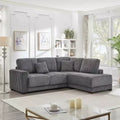MAYEERTY 93 Sectional Sofa L Shaped Sofa Couch with Reversible Chaise Lounge Upgolstered Soft Curduroy Couch for Living Room Gray
