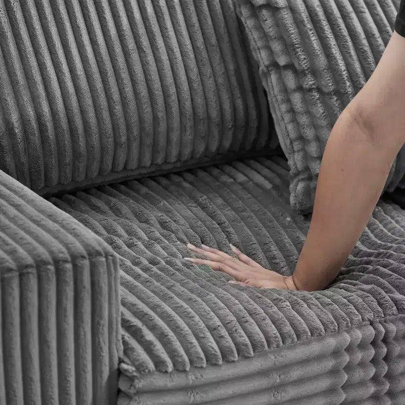 MAYEERTY 93 Divano componibile a L con penisola reversibile e rivestimento in morbido velluto a coste, per soggiorno, grigio