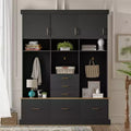 75H Entryway Hall Tree With Storage Bench, Freestanding Coat Rack with 6 Drawers & 3 Cabinets, Wooden Entryway Bench for Living Room Mudroom