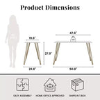 Scrivania TUYOHW, tavolo da studio moderno con piano in legno ingegnerizzato resistente, gambe a forcina in metallo, workstation compatta per piccoli spazi