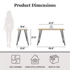 Scrivania TUYOHW, tavolo da studio moderno con piano in legno ingegnerizzato resistente, gambe a forcina in metallo, workstation compatta per piccoli spazi