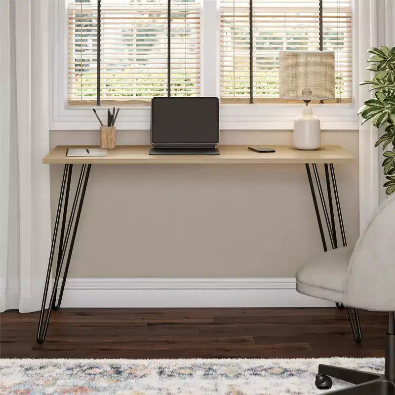 TUYOHW Bureau,Table d'étude moderne avec plateau en bois d'ingénierie durable,pieds en métal épingle,poste de travail compact pour petits espaces