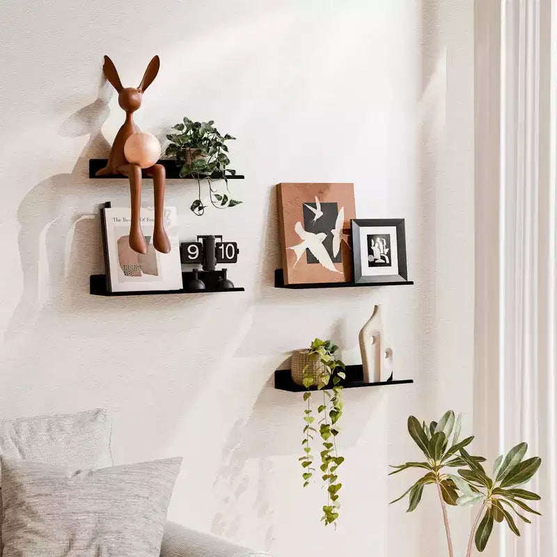 Set of 4 Metal Floating Wall Shelves for Bathroom, Kitchen, Living Room (Set of 4)