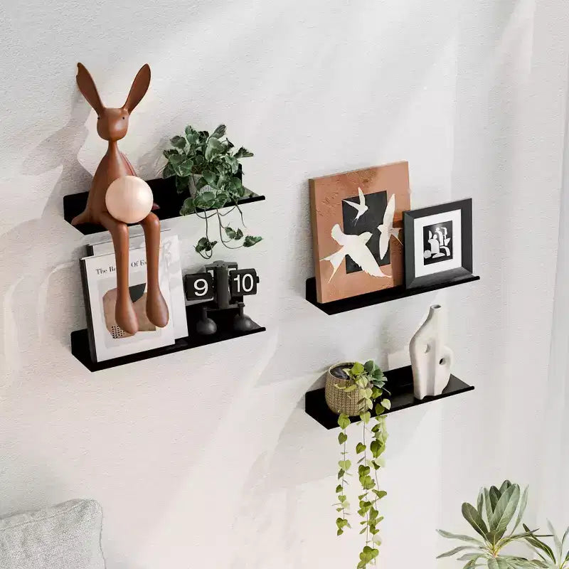 Lot de 4 étagères murales flottantes en métal pour salle de bain, cuisine, salon (Lot de 4)