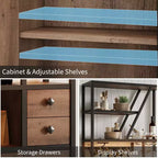 Mobile Bar Multifunzione con Porta Bicchieri, Scaffale Alto e Supporto per Microonde da Cucina per Soggiorno, Sala da Pranzo o Cucina