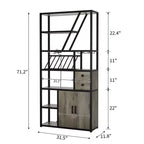 Mobile Bar Multifunzione con Porta Bicchieri, Scaffale Alto e Supporto per Microonde da Cucina per Soggiorno, Sala da Pranzo o Cucina
