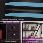 Mobile Bar Multifunzione con Porta Bicchieri, Scaffale Alto e Supporto per Microonde da Cucina per Soggiorno, Sala da Pranzo o Cucina
