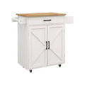 sumyeg Rolling Kitchen Cart with Adjustable Shelves, Towel Rack and Wood Top for Storage